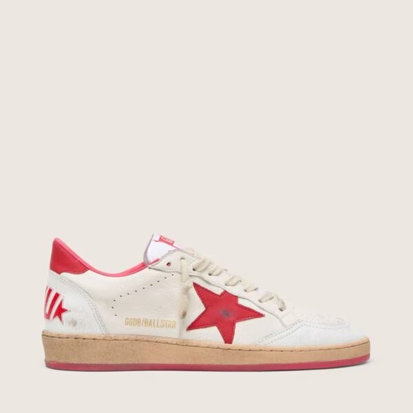 Ball Star Wishes in white leather with a red star and heel tab