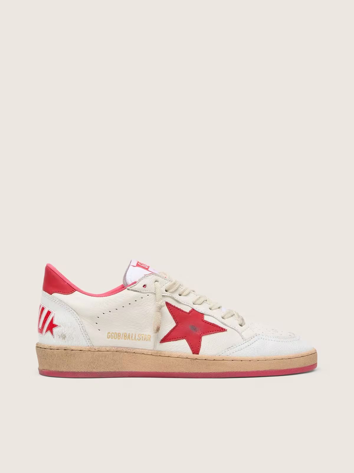 1 Ball Star Wishes in white leather with a red star and heel tab - Image 1