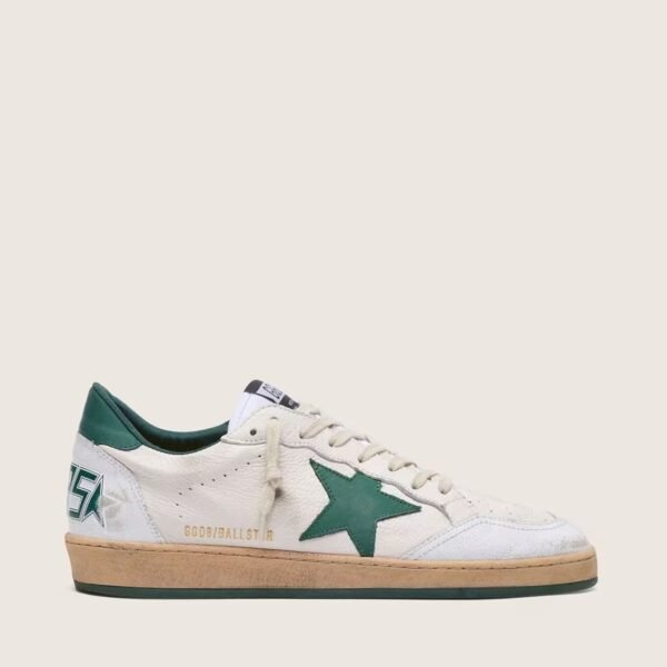 Ball Star Wishes in white nappa leather with green leather star and heel tab