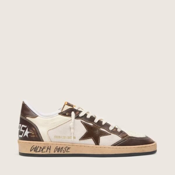 Ball Star in nappa and mesh with suede star and brown leather inserts