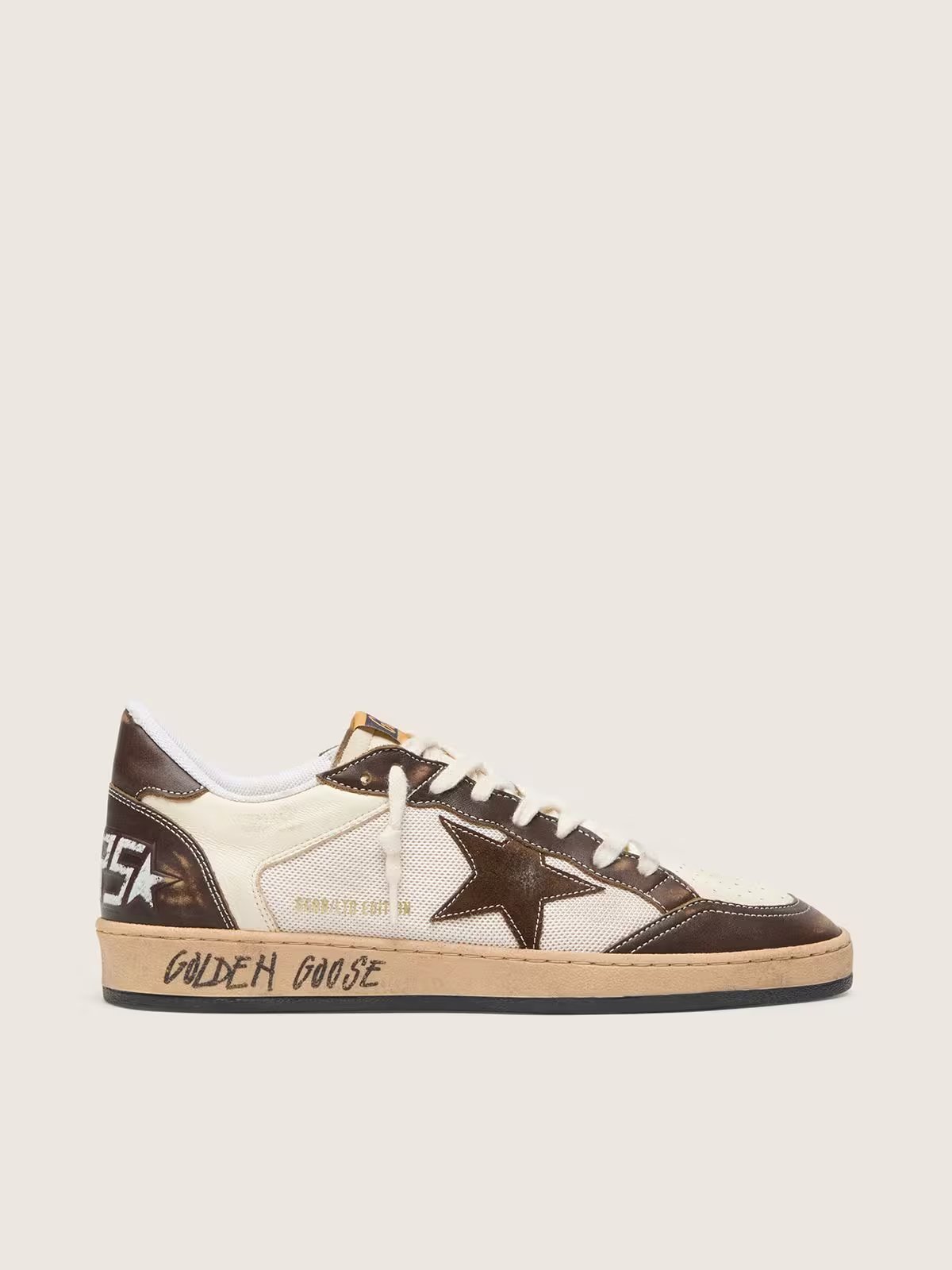 1 Ball Star in nappa and mesh with suede star and brown leather inserts - Image 1