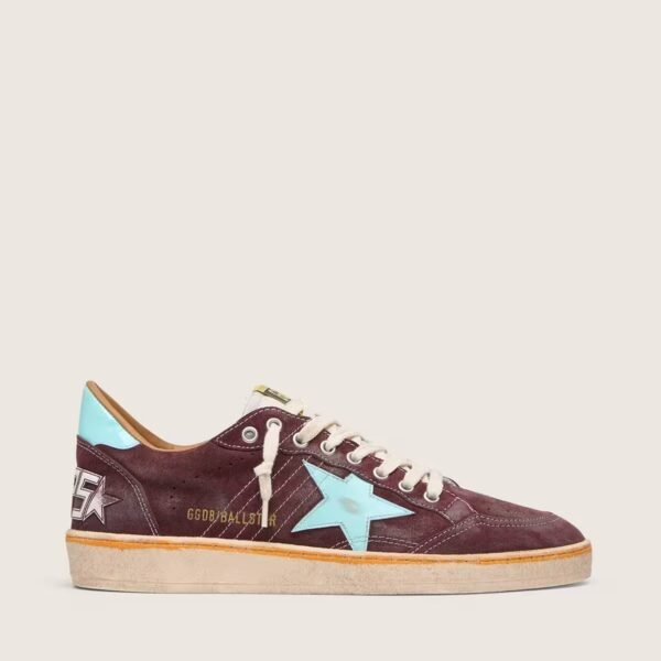 Ball Star in dark red suede with light blue star and heel tab