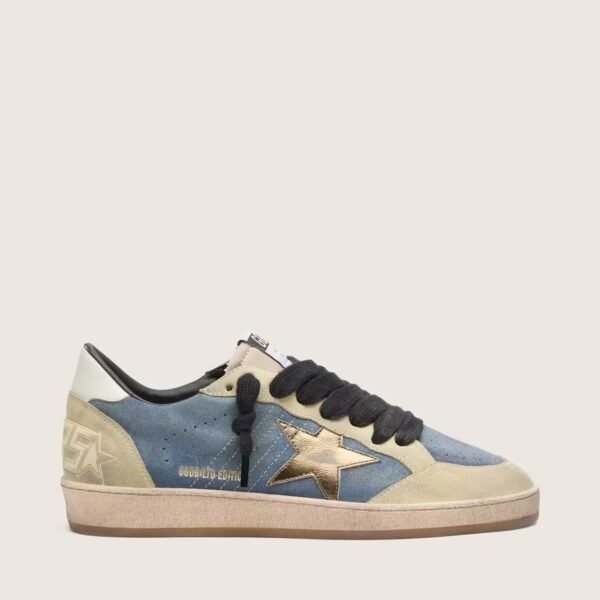 Ball Star LTD in denim blue suede with metallic gold leather star