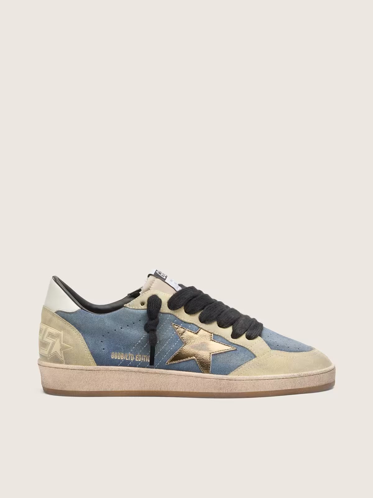1 Ball Star LTD in denim blue suede with metallic gold leather star - Image 1