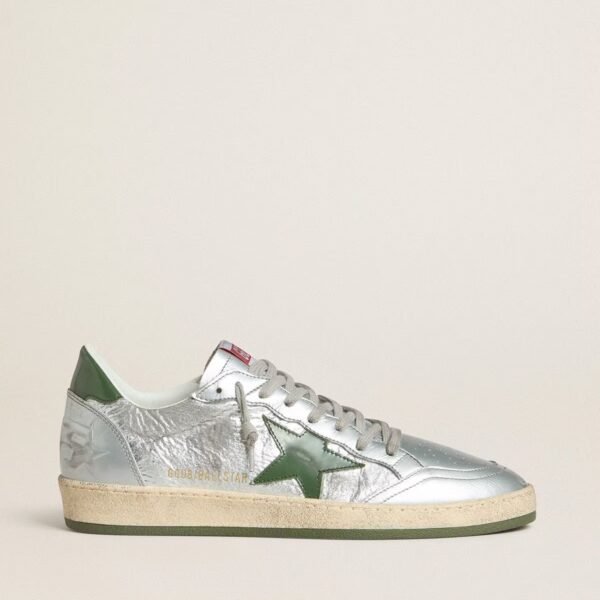 Ball Star in silver nylon with green leather star and heel tab