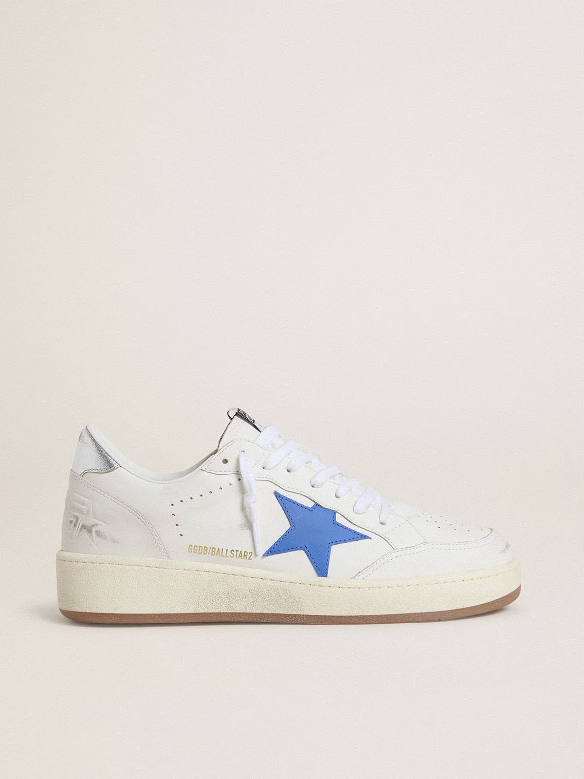 1 Ball Star with light blue leather star and silver foiled leather heel tab - Image 1