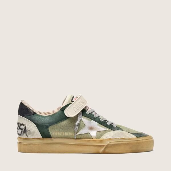Ball Star LAB in green suede with silver leather star and black suede heel tab