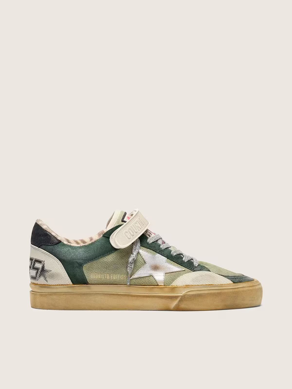 1 Ball Star LAB in green suede with silver leather star and black suede heel tab - Image 1