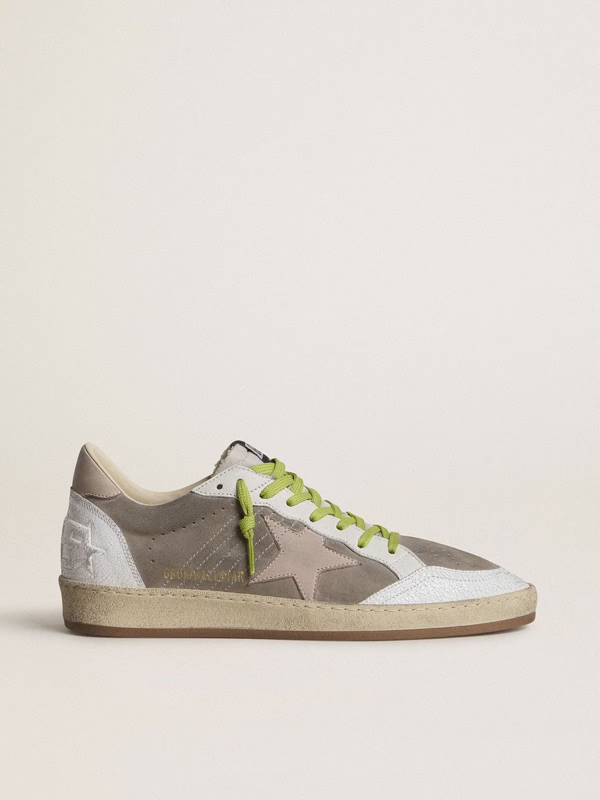 1 Ball Star in gray suede with old rose suede star and beige leather heel tab - Image 1