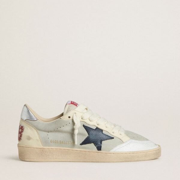 Ball Star in gray suede with blue nubuck star and laminated leather heel tab