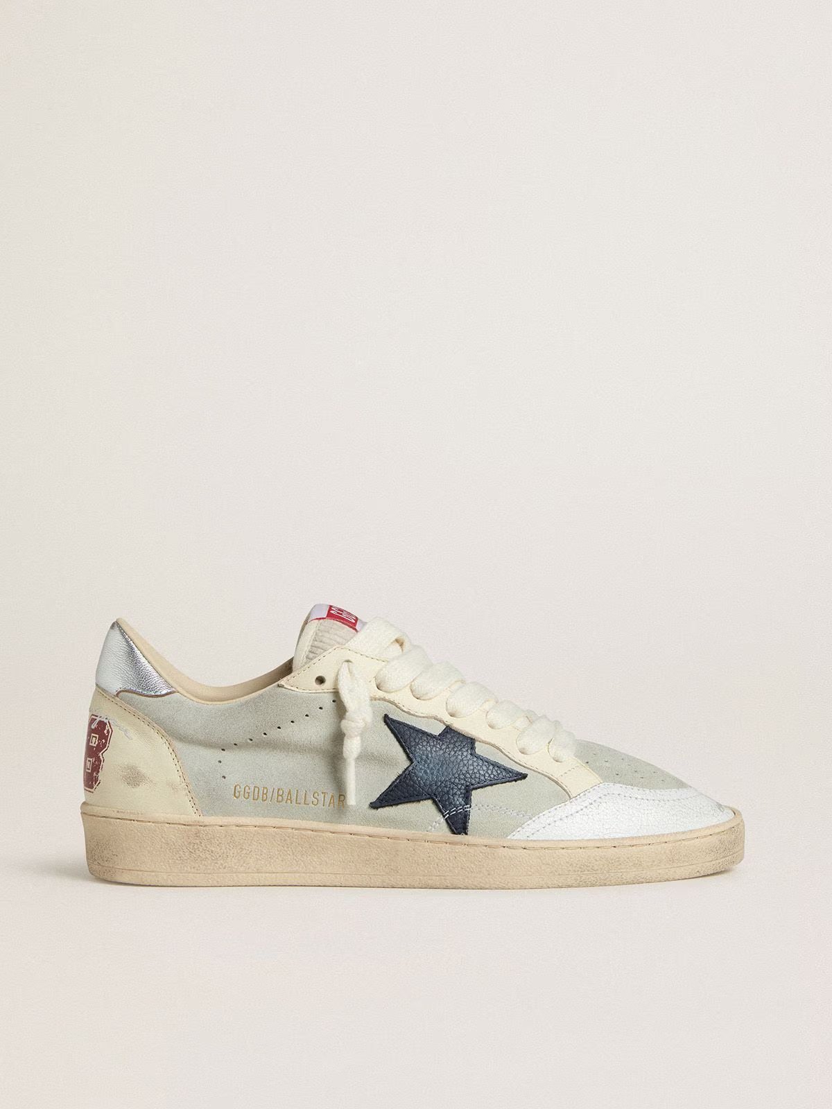 1 Ball Star in gray suede with blue nubuck star and laminated leather heel tab - Image 1