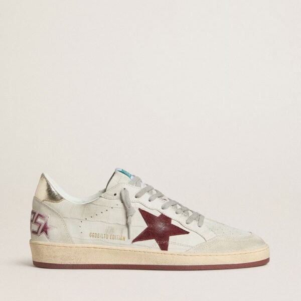 Ball Star in crocodile-print nubuck with burgundy suede star