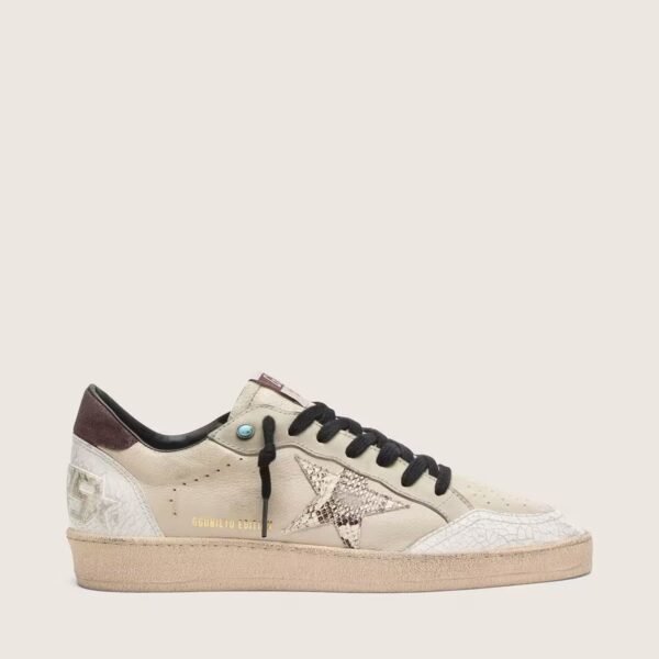 Ball Star LTD in cream leather with snake-print star