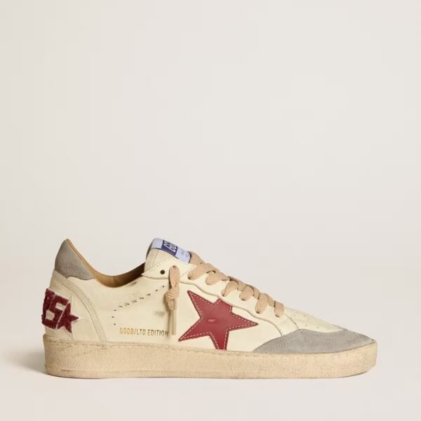 Ball Star LTD in nappa leather with red leather star and gray suede heel tab