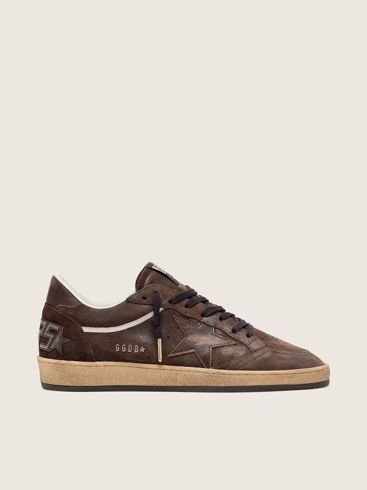 1 Ball Star in brown suede with brown leather star and heel tab - Image 1