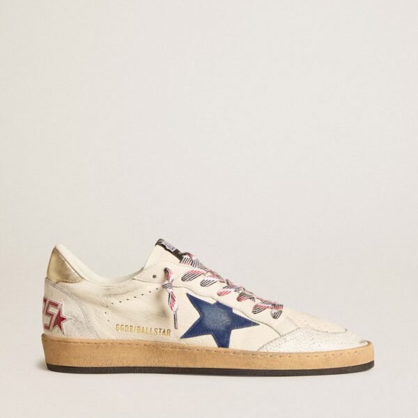 Ball Star in nappa leather with blue suede star and platinum leather heel tab