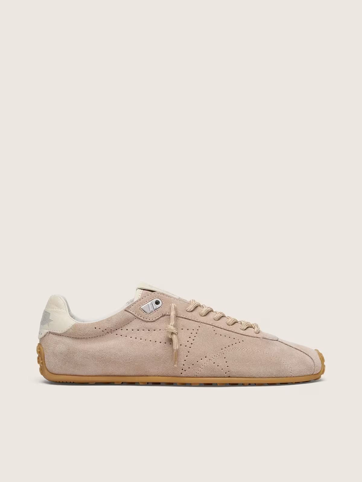 1 Marathon Speed in pink suede with perforated star and white leather heel ta - Image 1