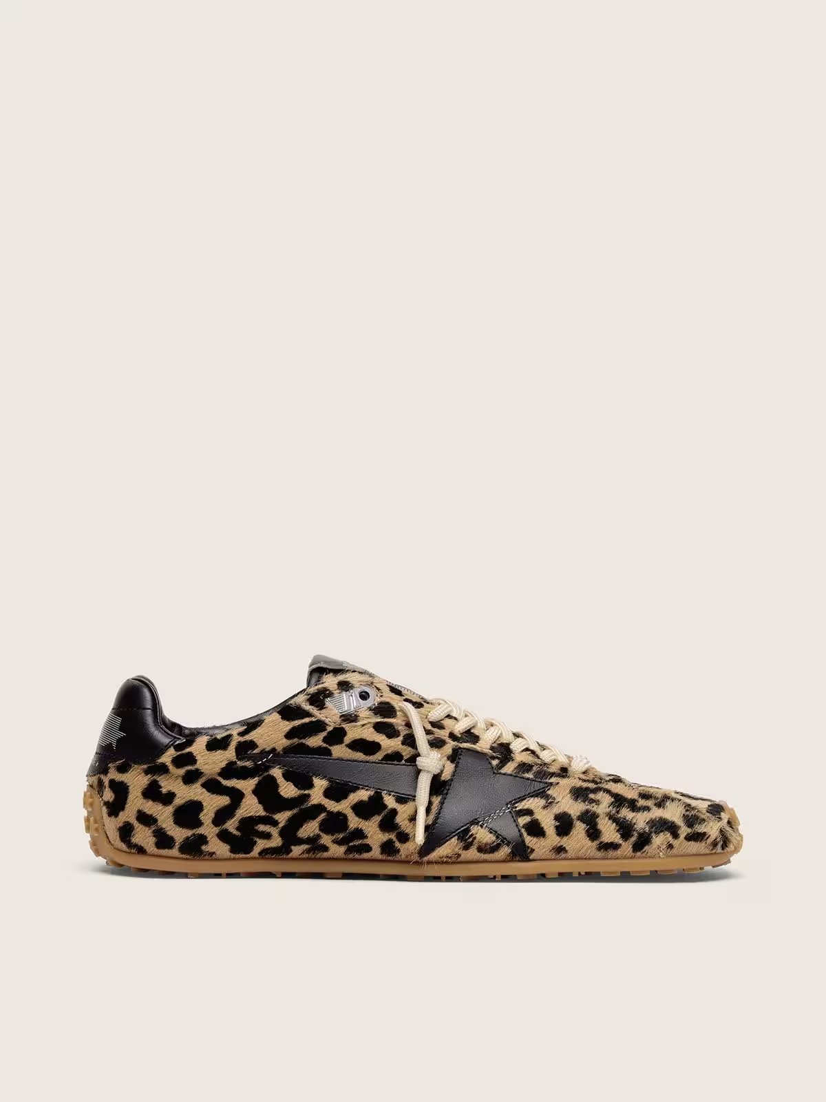 1 Marathon Speed in beige and black leopard-print pony skin with black leather star - Image 1