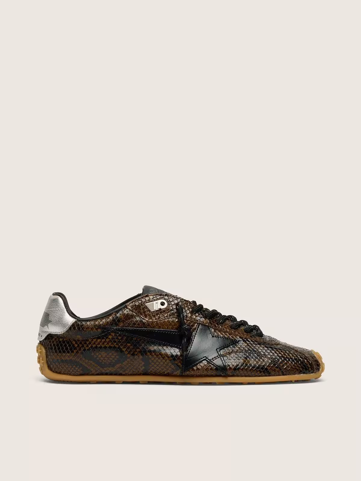 1 Marathon Speed in leather with brown snake print, black star and silver leather heel tab - Image 1