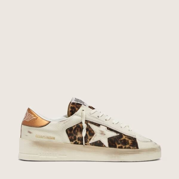Stardan in white leather and leopard pony skin with white leather star