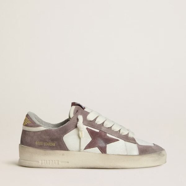 Stardan LTD in nappa leather and suede with mauve suede star and lavender suede heel tab