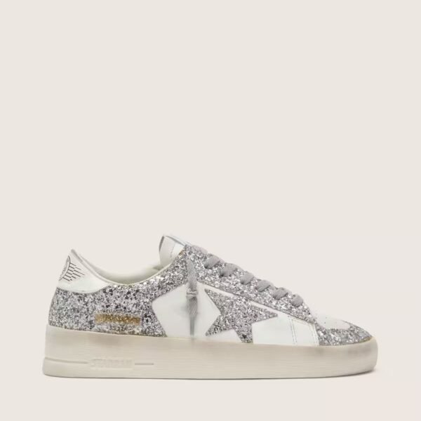 Stardan in white leather and glitter