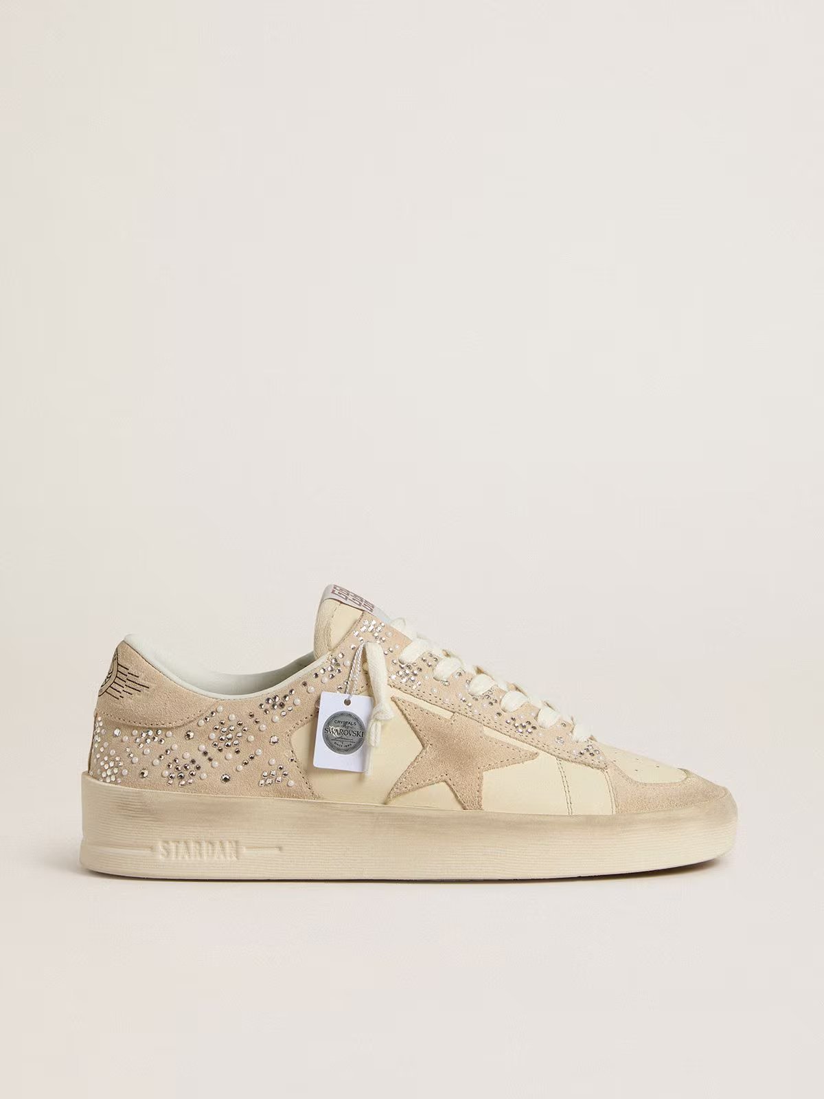 1 Stardan in cream-colored suede and leather with Swarovski and a suede star - Image 1