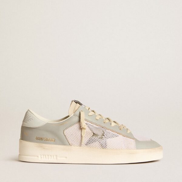 ardan in gray nappa leather and white mesh with gray leather star
