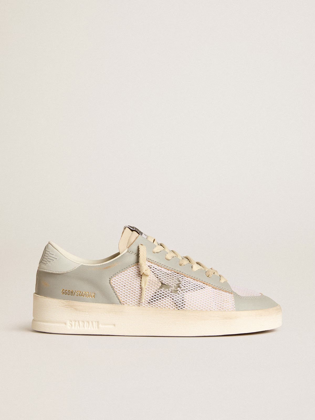 1 ardan in gray nappa leather and white mesh with gray leather star - Image 1