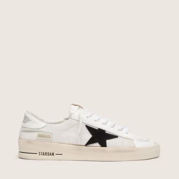 Stardan in white mesh with black suede star
