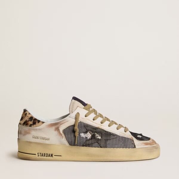 Stardan in nappa and mesh with leopard-print pony skin heel tab