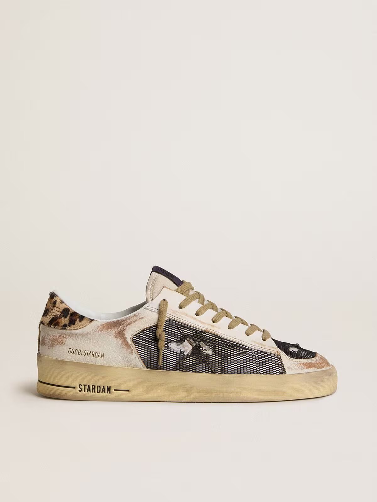 1 Stardan in nappa and mesh with leopard-print pony skin heel tab - Image 1