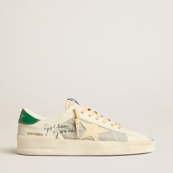 Stardan in white nappa leather with cream-colored leather star