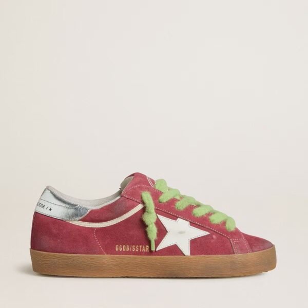 Golden Goose Super-Star in red suede with white leather star and silver leather heel tab