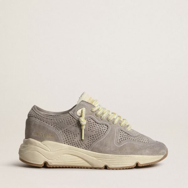 Running Sole in gray suede with gray suede star and heel tab