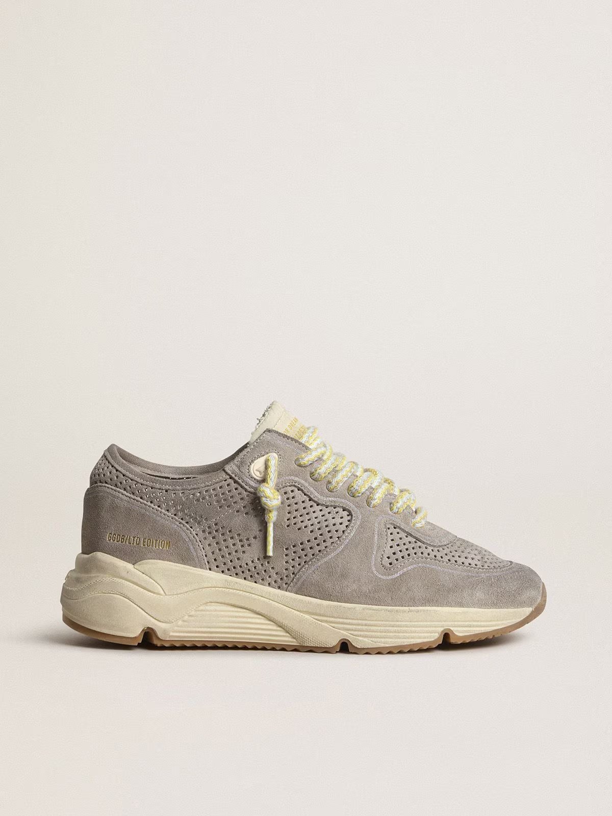 1 Running Sole in gray suede with gray suede star and heel tab - Image 1
