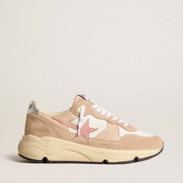 Running Sole in mesh and suede with pink star and silver heel tab