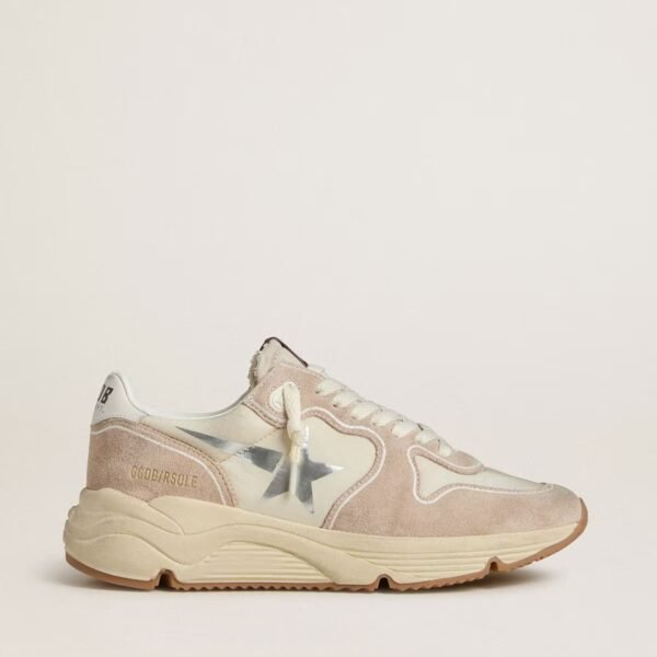 Running Sole in nylon and suede with silver printed star and leather heel tab
