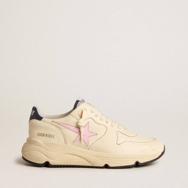 Running Sole in nappa leather with pink leather star and blue leather heel tab