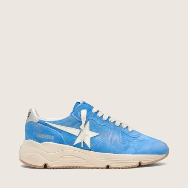Running Sole in bright blue suede with white star