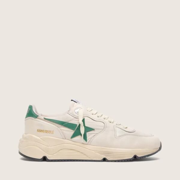 Running Sole in cream nylon and leather with green leather star