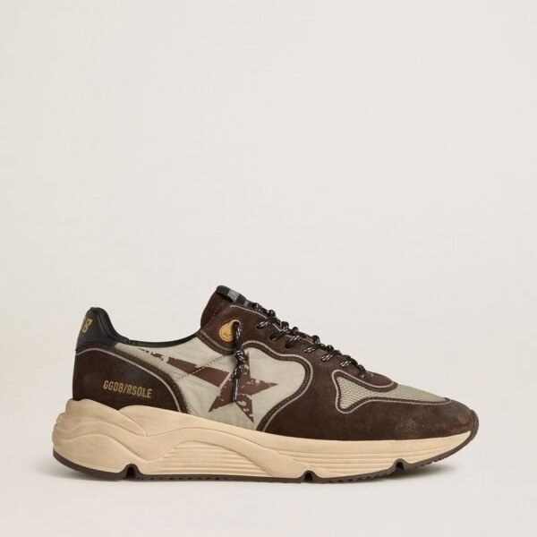 Running Sole in nylon and suede with printed star and leather heel tab