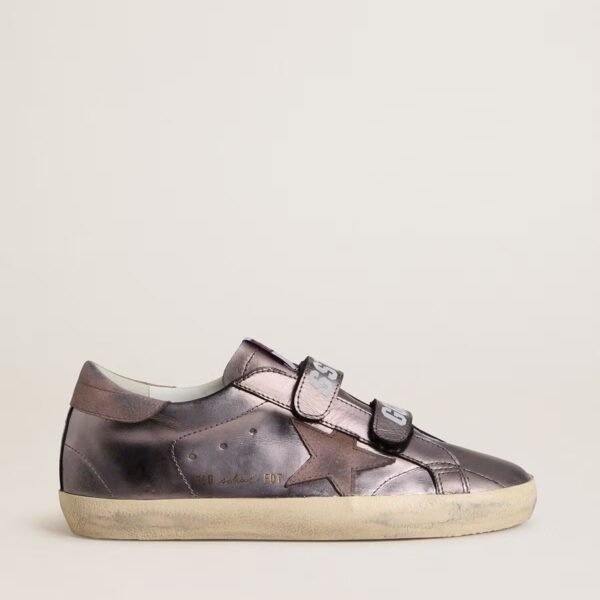 Golden Goose Old School in purple laminated leather with lilac nubuck star and heel tab