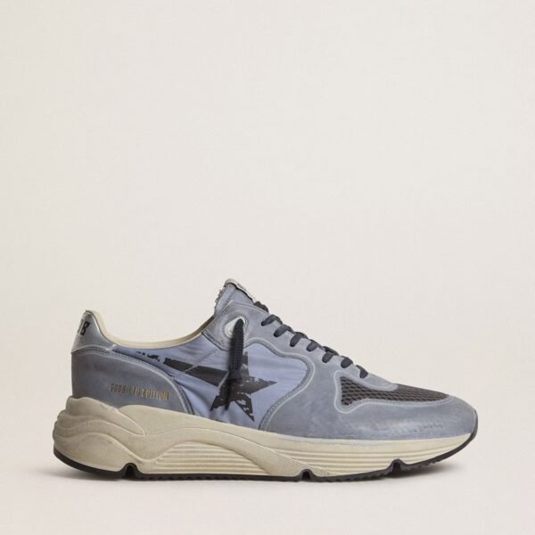Running Sole in light blue nylon and nubuck with black star