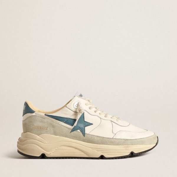 Running Sole in nappa with blue leather star and suede inser