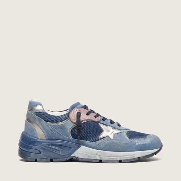 Dad-Star in denim-blue suede with silver leather star