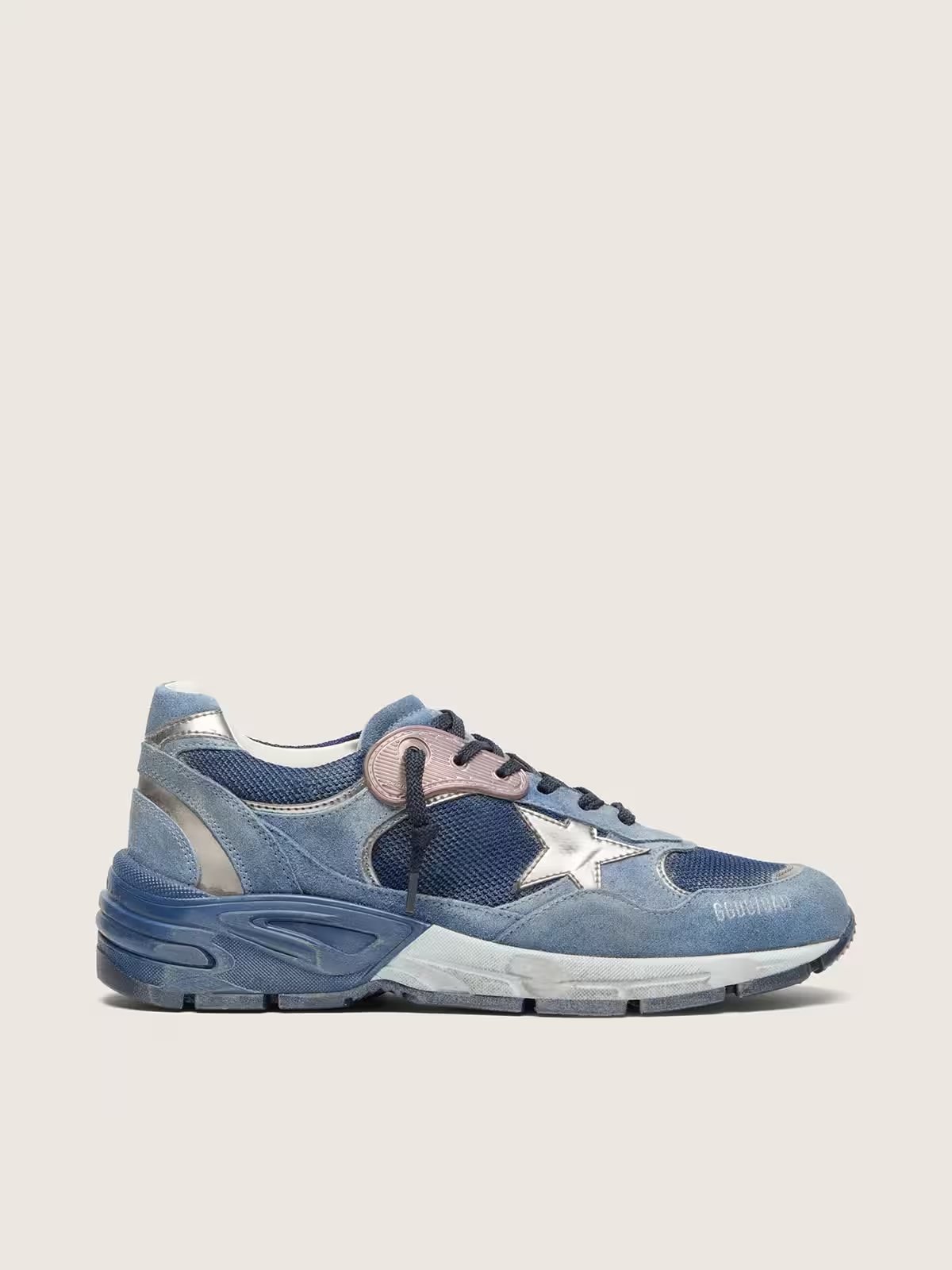 1 Dad-Star in denim-blue suede with silver leather star - Image 1