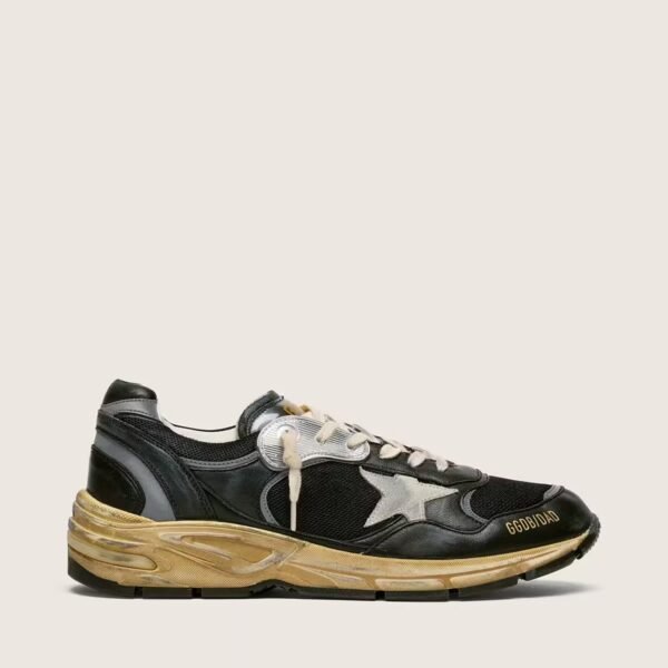 Dad-Star in black and silver mesh and nappa with ice-gray star