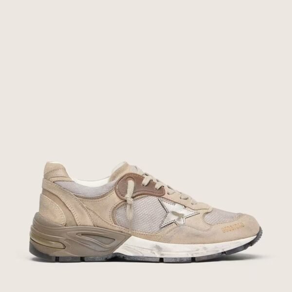 Dad-Star in beige mesh and suede with silver leather star