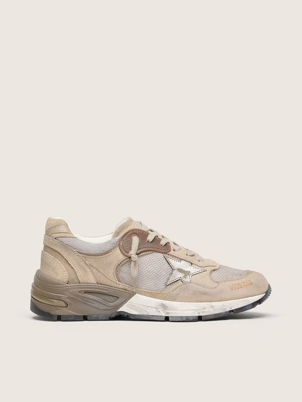 1 Dad-Star in beige mesh and suede with silver leather star - Image 1